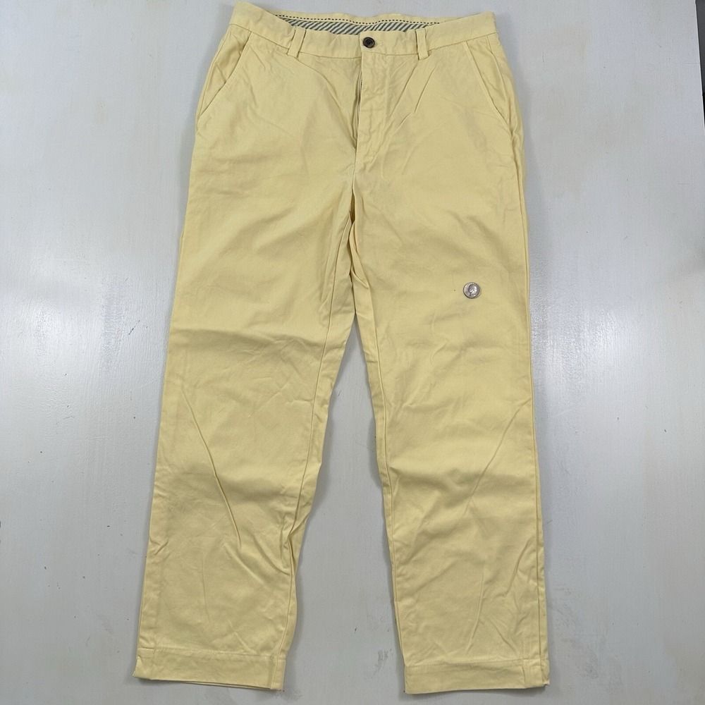 Brooks Brothers Mens Clark Chino Pants Actual 32x28 Yellow‎ 100% Cotton Straight - Picture 2 of 16